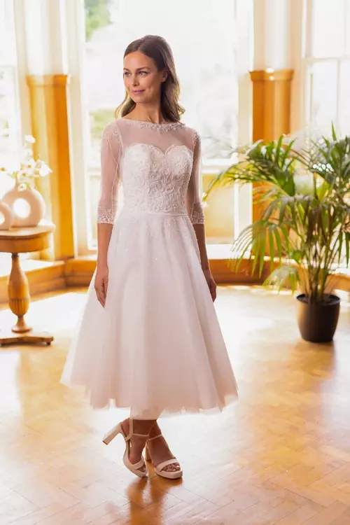 Beaded tea shop length dress